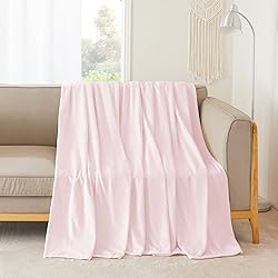 NICETOWN Pink Flannel Fleece Throw Blanket, 60x80