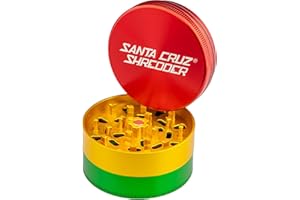 Santa Cruz Shredder Metal Herb Grinder Knurled Top for Stronger Grip 3-Piece Large 2.7" (Rasta)