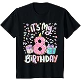 It's My 8th Birthday Cake Donut 8 Year Old Confetti T-Shirt