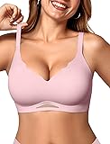 OEAK Womens Wireless Bras Scalloped Push Up