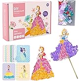 WangCow 12 Pcs Poke in Art Princess Dress up Cards, Mess-Free-Fun Creative Event for Kids，DIY Fabric Poking Craft Kit for Children，Gifts for Girls & Boys Ages 3, 4, 5, 6, 7, 8, 9