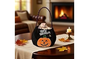 Halloween Trick or Treat Bags, Reusable Pumpkin Candy Bags for Parties, Cosplay, School Events,Goodie Bags for Halloween Acti
