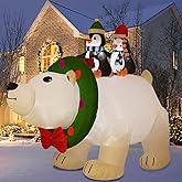 HYRIXDIRECT 8FT Giant Christmas Inflatable Polar Bear Decorations Outdoor Christmas Inflatables with Led Lights for Holiday Yard Decor Christmas Xmas Indoor Outdoor Yard Decorations
