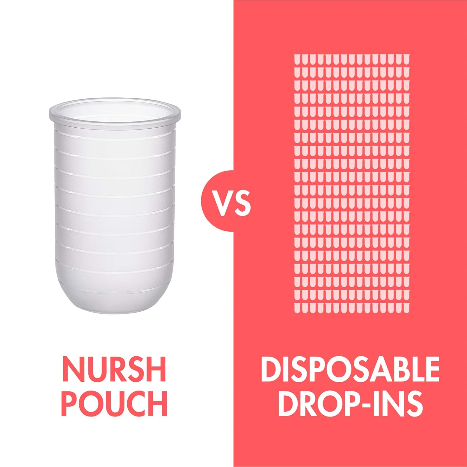 Boon, NURSH Reusable Silicone Pouch Bottle, Air-Free Feeding, 8 Ounce with Stage 2 Medium Flow Nipple (Pack of 3) : Baby