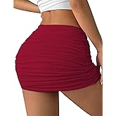 Avidlove Women Skirt Ruched Bodycon Double Layer Club Casual Mini Skirt