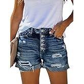 Angerella Denim Shorts for Women Mid Rise Ripped Jean Shorts Stretchy Folded Hem Hot Short Jeans