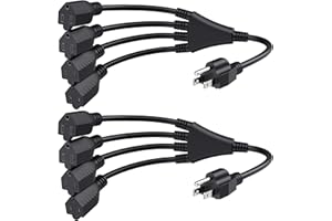 Cable Matters [UL Listed] 2-Pack 4 Outlet Power Splitter Cord (Power Cord Splitter) 1.5 Feet