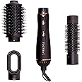 FoxyBae 3-in-1 Ceramic Interchangeable Hair Tools - Blowout Dryer - 3 Detachable Heads: 2.4" Blowout-Brush, 1.5" Hot Round Brush & Drying Cylinder Hair-Dryer & Hair Styling Set (Black Rose-Gold)