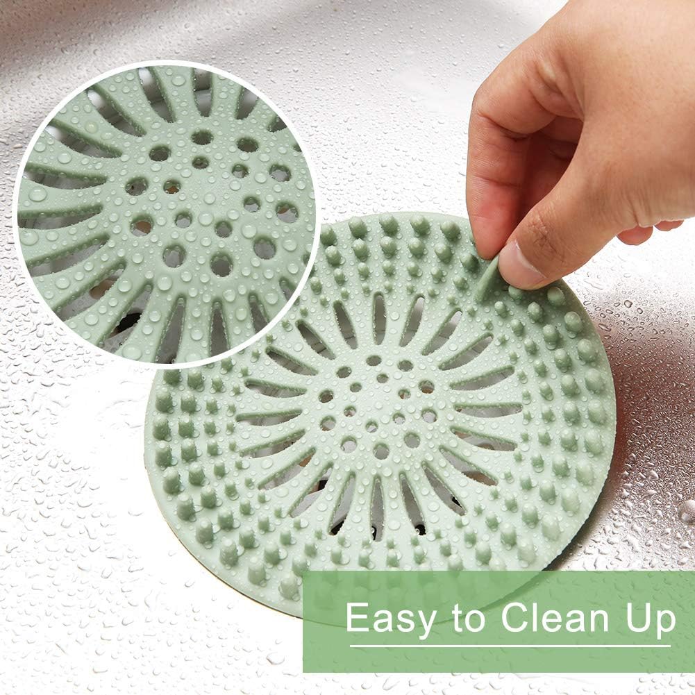 Hair Catcher Durable Silicone Hair Stopper Shower Drain Covers Easy to Install and Clean Suit for Bathroom Bathtub and Kitchen 5 Pack - - 