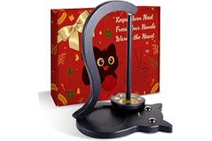 FOGWOWO Black Cat Yarn Holder for Crocheting, Wooden Crochet Yarn Holder Magnetic Yarn Spinner with Accessories Storage Anti-Slip Pads,Yarn Ball Holder Crochet Gift for Knitting Lovers with Gift Box Packaging