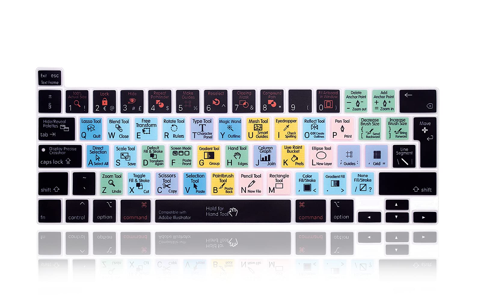 XHLWZR EU/UK AI Illustator Shortcuts Hotkey Silicone Keyboard Cover Skin for MacBook Pro 16 inch A2141 2019+,for MacBook Pro 13 Magic Keyboard for MacBook Pro M1 Chip A2338/A2251/A2289 2020+