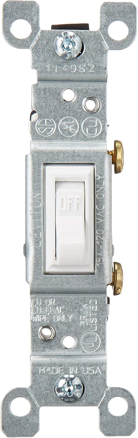 Leviton 1451-2T Framed Grounded Toggle Switch, 120 V, 15 A, 1 P, Count, Light Almond - Wall Light Switches - 