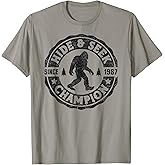 Bigfoot Hide and Seek Champion Funny Sasquatch Retro Vintage T-Shirt