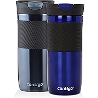 Contigo SnapSeal Byron Vacuum-Insulated Stainless Steel Travel Mug, 16 Oz, Deep Sea and Stormy Weather