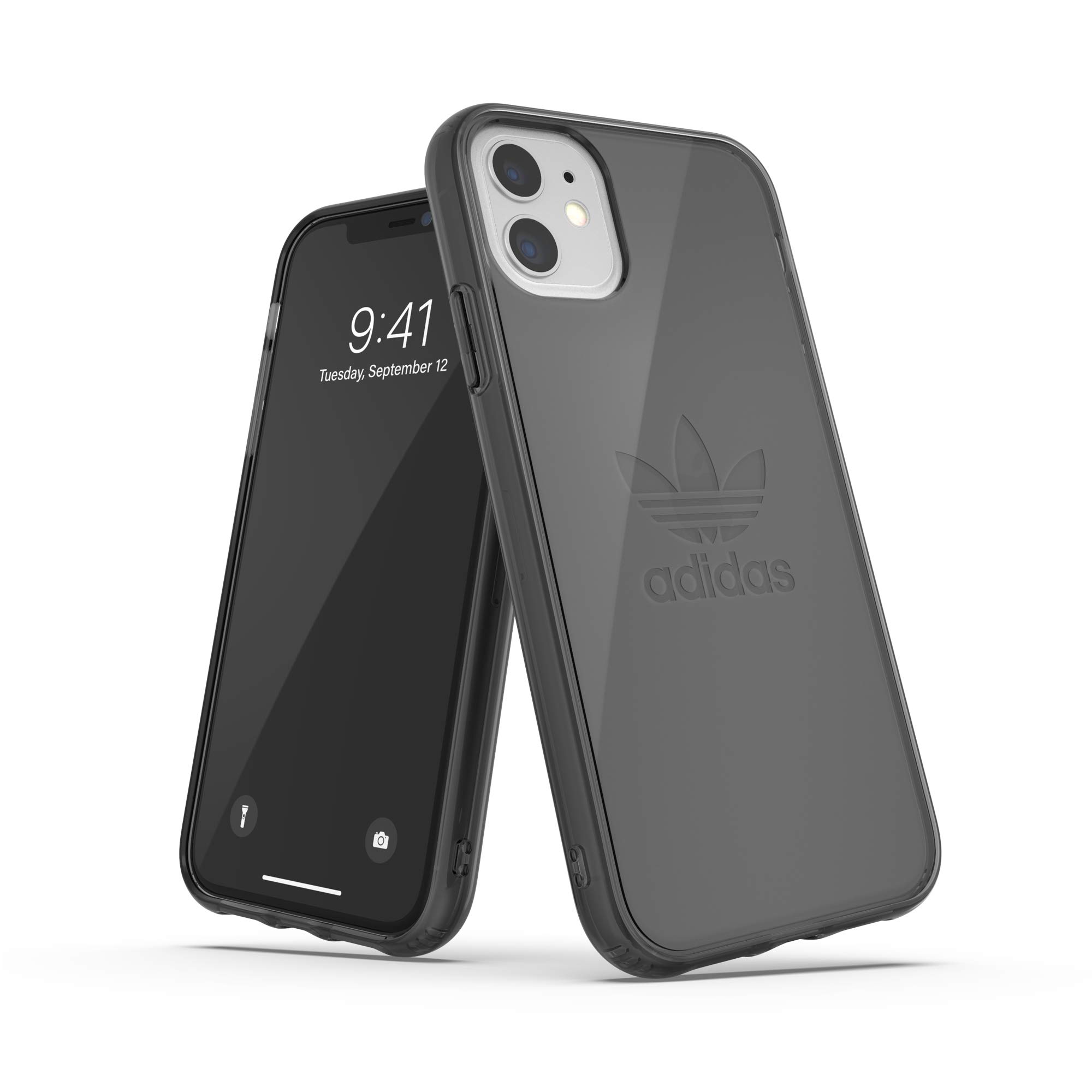 adidas Originals Compatible with iPhone 11 Case, Smokey Black Transparent Case, Shockproof, Raised Edges, Fully Protective Cover