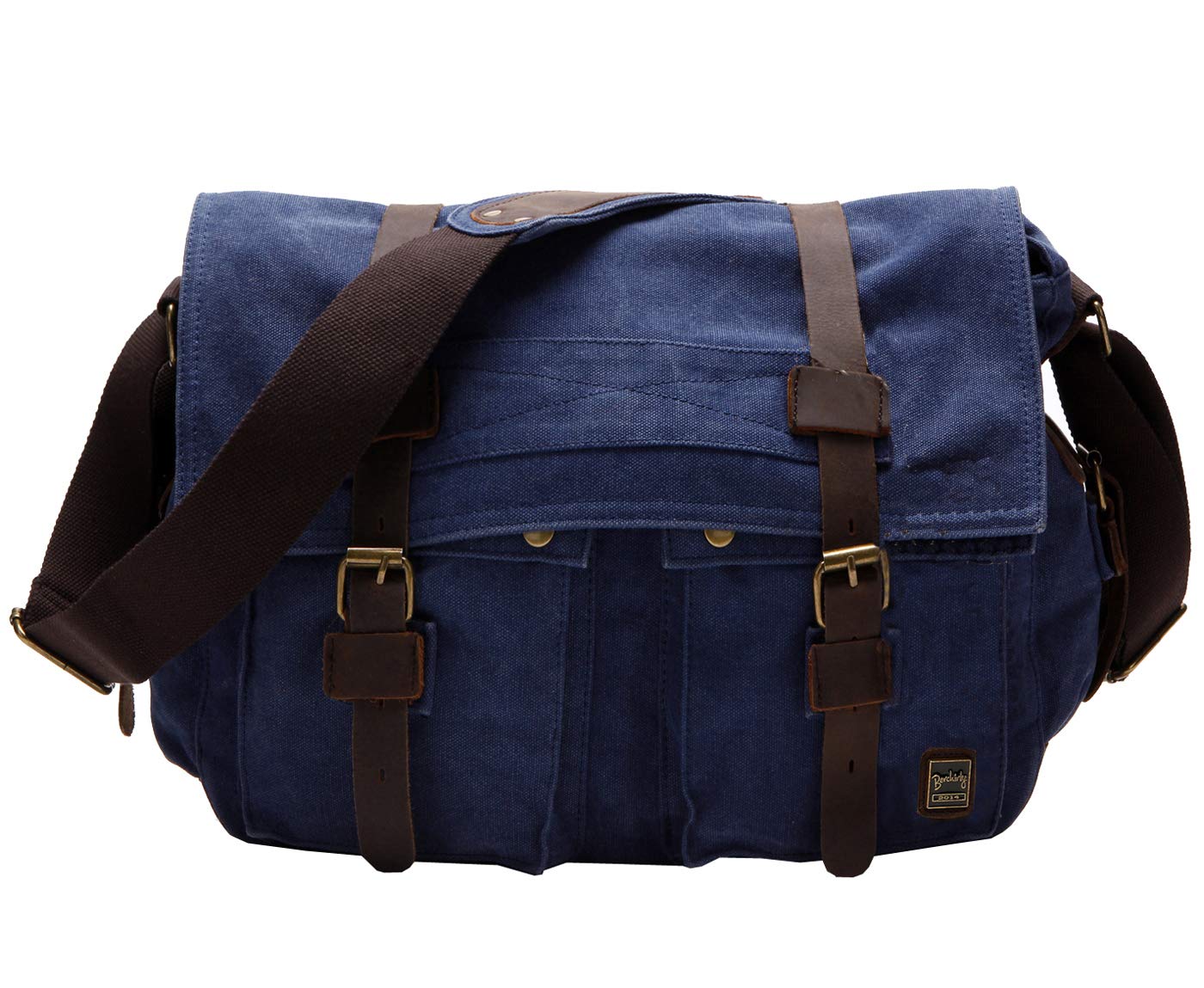 Photo 1 of Berchirly Blue Canvas Crossbody Bags Bookbag Men Women Sling Shoulder Messenger Bag