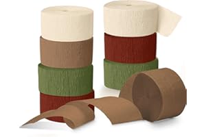 NICROLANDEE Christmas Decorations, 8 Rolls Green Red Brown Crepe Paper Party Streamers for Xmas Hanging Backdrops Decorations, Wedding, Bridal Baby Shower, Birthday, Christmas DIY Craft Supplies