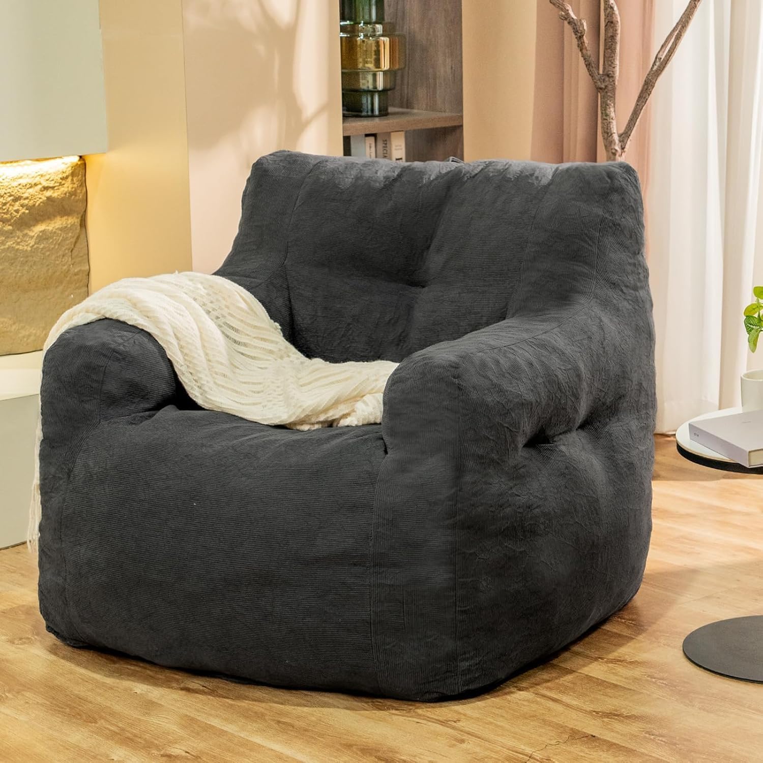 View 1 of ****DAMAGE ON SEAT SEE PICTURE******Jumbo Plush Bean Bag Chair for Adults with Head & Back Support - Extra Large Durable Tear-Resistant Fabric (Extra Large)