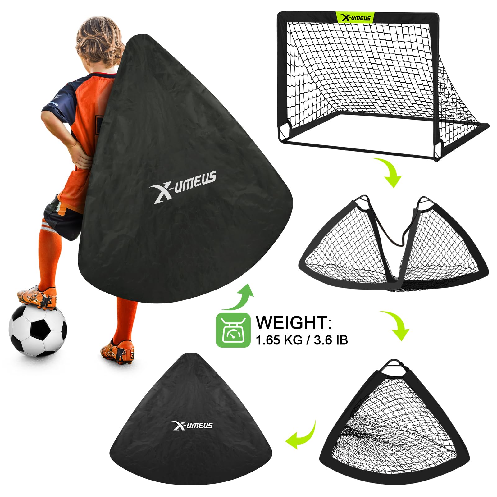 Kids Soccer Goals for Backyard, 4x3 ft Pop Up Toddler Soccer Goal