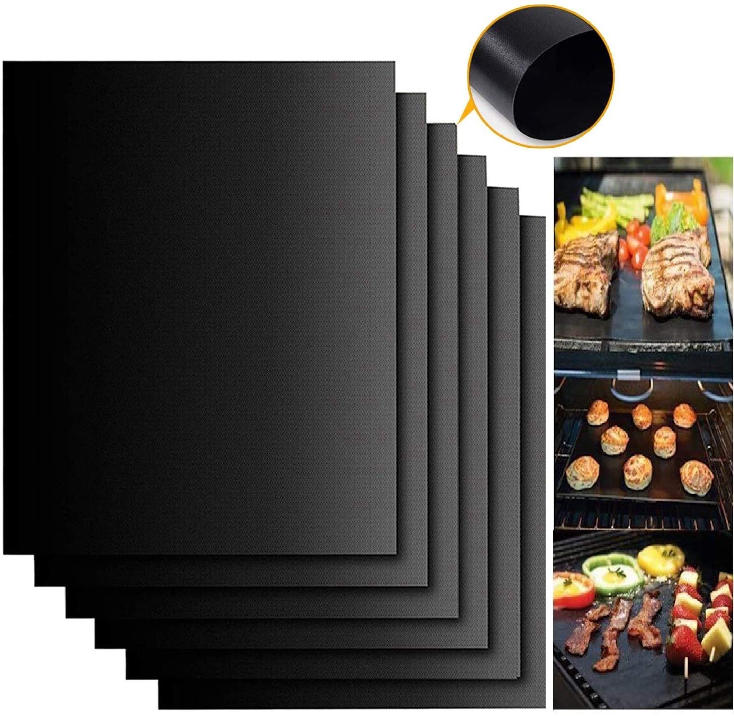 Cookey™ | 5 PCS | Oven Liners for Fan Assisted Ovens Set - 16" x 13" Non-Stick Silicone - BBQ Mats for Gas Grill Reusable, BBQ Grill Mat Accessories, Washable & Easy to Clean