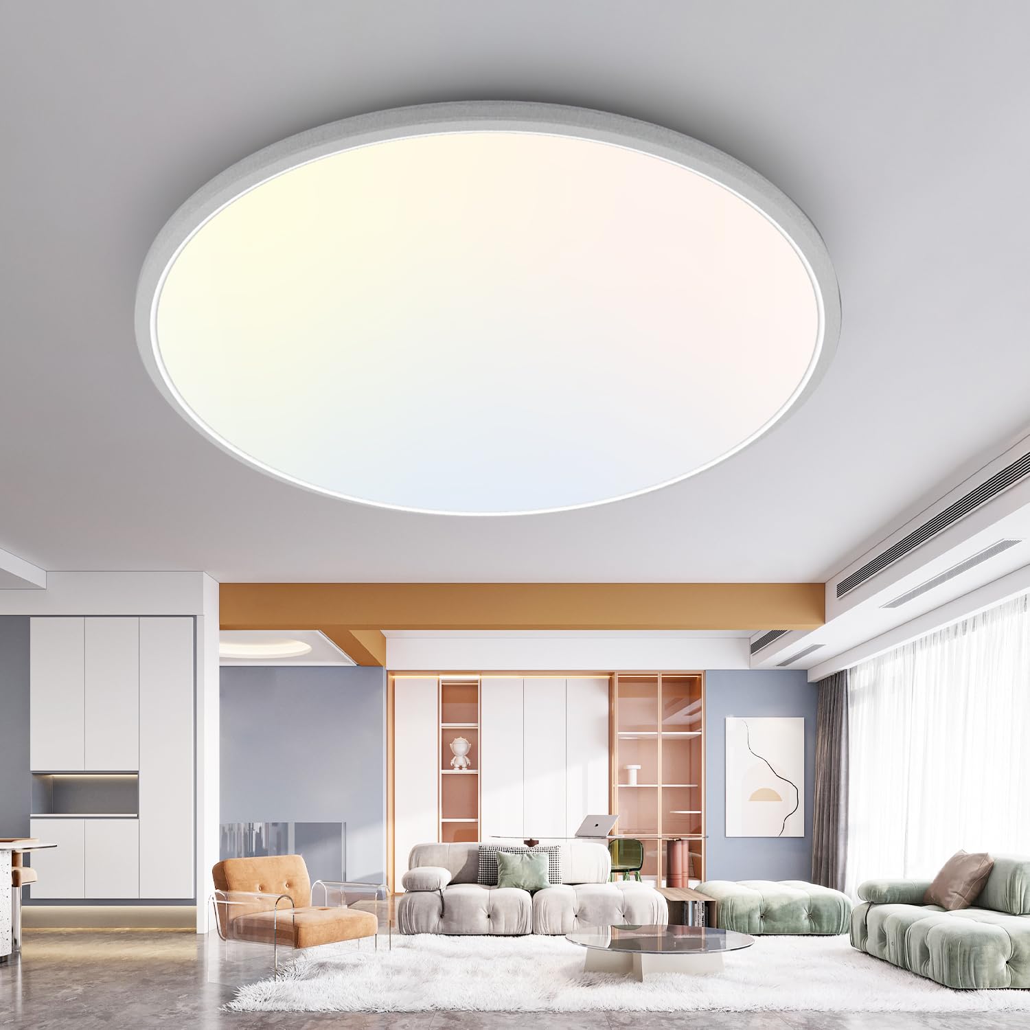 slochi Bathroom Light, 3000K/4000K/6500K 3 Color Temperature, Waterproof IP54, Small, Round, Modern, Flush Ceiling Light for Bathroom, Kitchen, Bedroom, Hallway and MoreØ40CM(White)