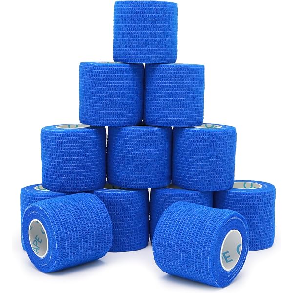 Pack De 6 Vendajes Elásticos Autoadhesivos De Gasa Azul Para Primeros Auxilios - Tamaño 5 Cm De Ancho, Ideales Para Deporte O Botiquín