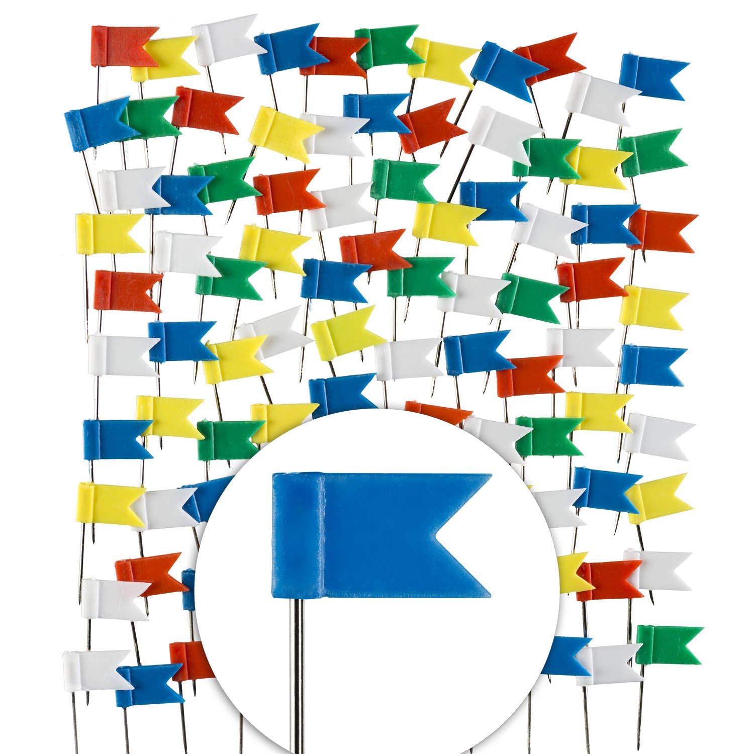 100 pieces Marking flags in XXL pack; Marking flag pins in 5 colours for pinboard, maps & world maps (1 x 100 pieces)