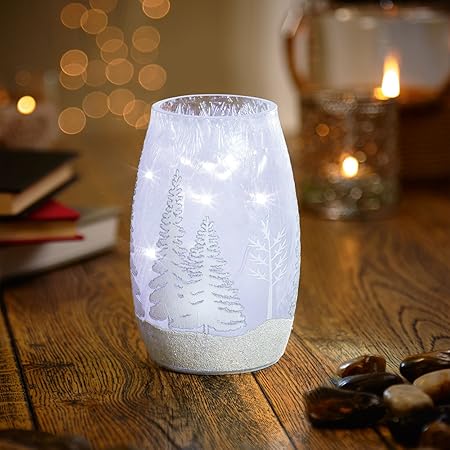 Christmas Light Up Vase Trees Glittered 10 White Led 14cm Amazon