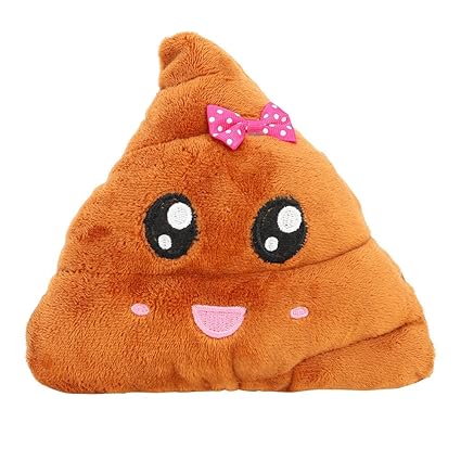 Fancyku Poop Emoji Smiley Emotion Round Cushion Pillow Stuffed Cute Plush Soft Toy Doll Poop Pillow (Style 1, S)