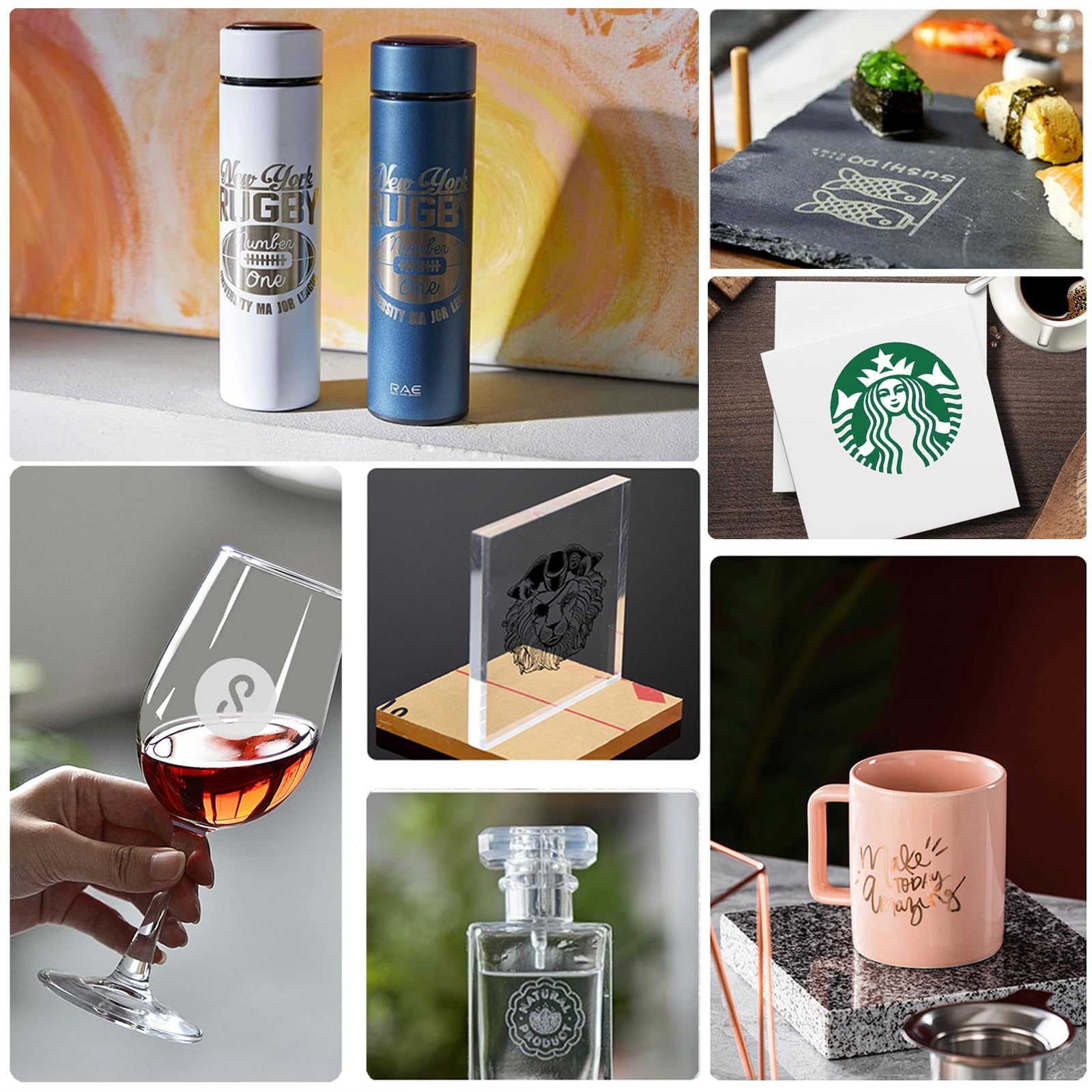 Colored Laser Engraving Marking Paper for CO2 Diode DIY Laser Engraver Machine Tools for Ceramics Glass Crystal Stone Tiles