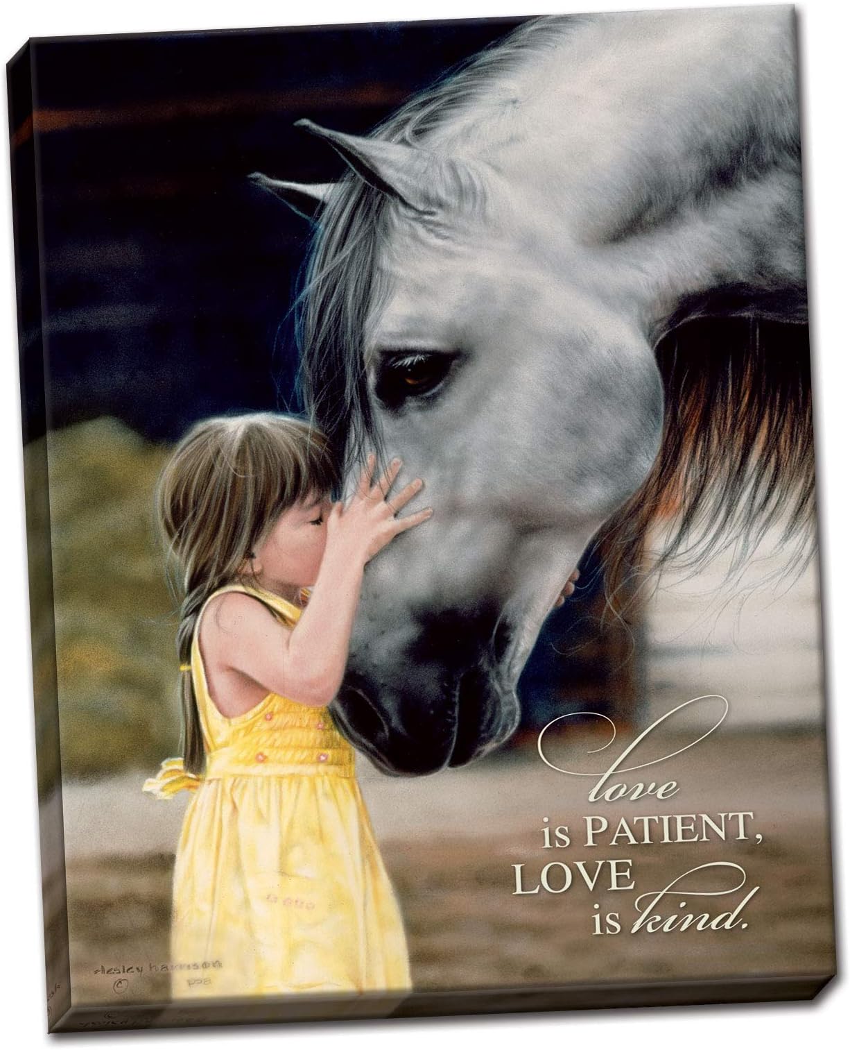 Sagebrush Love is Patient Love is Kind (Girl Kissing Horse) by Leslie Harrison 12"x16"; One 12X16in Hand-Stretched Canvas