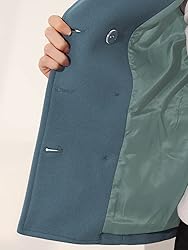 Allegra K Women's Notched Lapel Double Breasted Pea