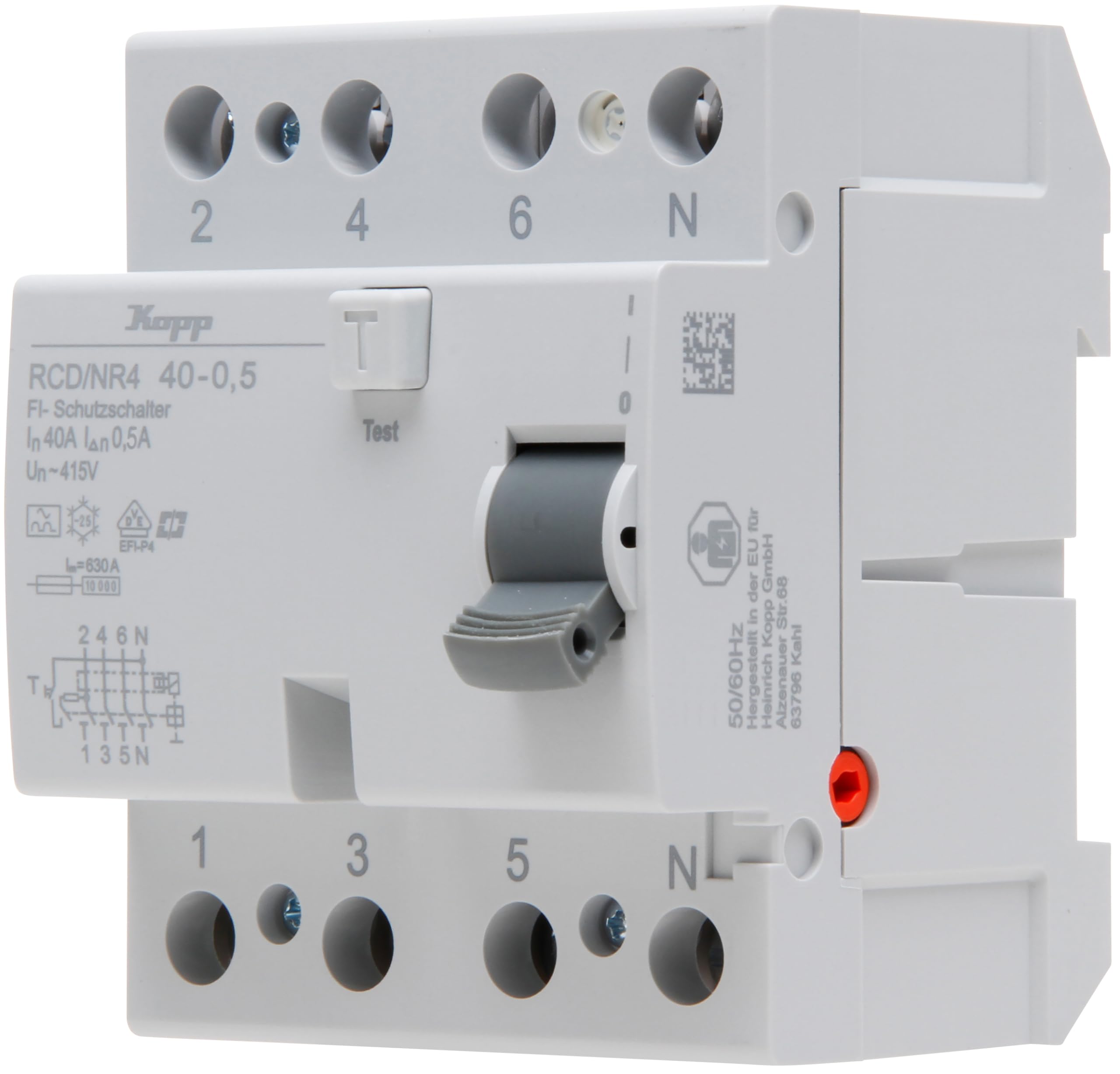 Kopp Residual current circuit breaker, RCD, 40 A, 500 mA, 4-pole, 754045096