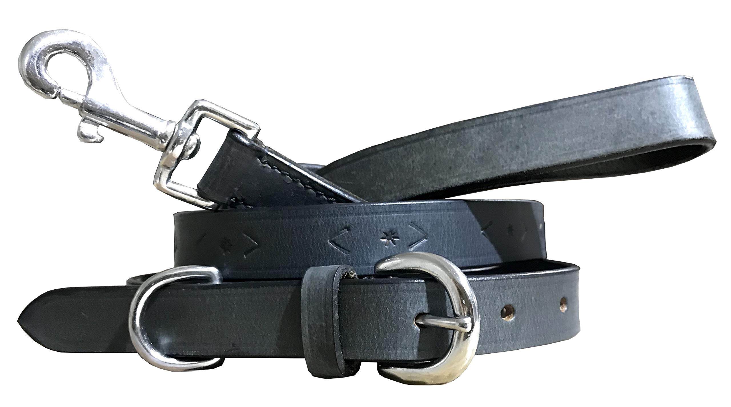 BRADLEY CROMPTON Genuine Leather Matching Pair Dog Collar and Lead Set L