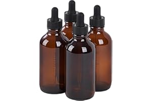 SprayDroplet 4 Pcs, 4oz Dropper Bottle, Glass Leakproof Tincture Bottles with Dropper, Amber Reusable Eye Dropper Bottle, for All Kinds of Liquids (Amber, 4oz-4pcs)
