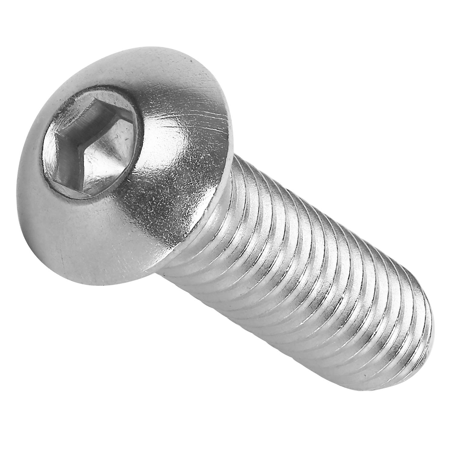 KINJOEK100 Packes 1/4-20 x 1 Inch Button Head Socket Cap Bolts Screws, Allen Hex Socket Drive, 304 Stainless Steel 18-8, Full Thread, Bright Finish, Heavy Duty Machine Hexagon Screw Drive