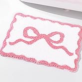 Tinideya Pink Scalloped Bow Bathroom Mat 16