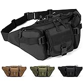 Mtgluk Tactical Fanny Pack, Military Outdoor Waist Bag Belt Packs Hip Bumbag Utility Bags with Adjustable Strap for Cycling Hiking Hunting (Black)