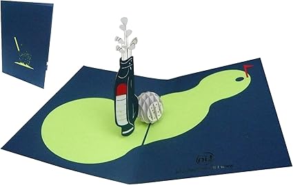 Amazon Lin Pop Up 3dグリーティングカード ゴルフ 誕生日カード 父の日カード Retirement祝日 のゴルフ Lover ゴルフクラブとボール N213 グリーティングカード 文房具 オフィス用品