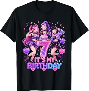 Kids It's My 7th K Pop Birthday Girl 7 Year Old K-Pop Bday T-Shirt