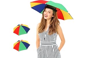 AUDAISYLY Umbrella Hat, 2 Pack Colorful Party Hats Hands Free Umbrella, Adjustable Fits All Age Kids Adults for Beach Fishing Gardening