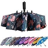 LANBRELLA Compact Reverse Folding Umbrella Auto Windproof Travel Umbrella