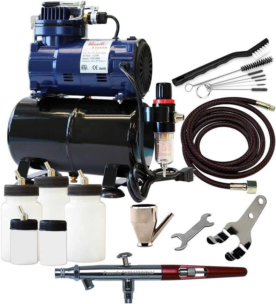Paasche Airbrush MIL-300R Double Action Siphon Feed Airbrush Set and Compressor with Tank: Arts, Crafts & Sewing