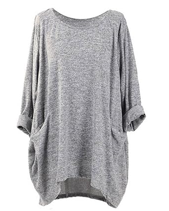 VONDA Damen Rundhals Lässig Langarm Shirt Lose Oberteile Top Bluse Mit Taschen
