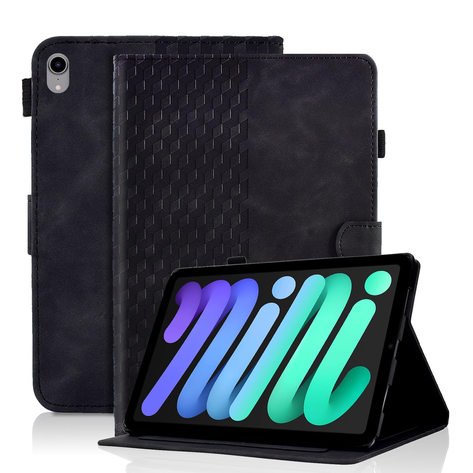 Vkooer Case for iPad Mini 7 (A17 Pro) 2024 7th Generation/iPad MINI 6th Generation 2021 8.3 inch, PU Leather Folio Flip Cover Smart Shell with Auto Sleep/Wake Multi Angle Viewing Stand, Black