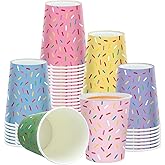 Yungyan 60 Set 6 Colors Sprinkle Paper Cups Bulk 9 oz Confetti Donut Sprinkles Party Cups Sturdy Disposable for Sweet Party Supplies Birthday Wedding Decorations Baby Shower Holiday Celebrations