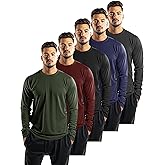 Yafanqi 5 Pack Mens Long Sleeve Shirts Quick Dry Moisture Wicking Athletic Running Gym Workout T Shirts