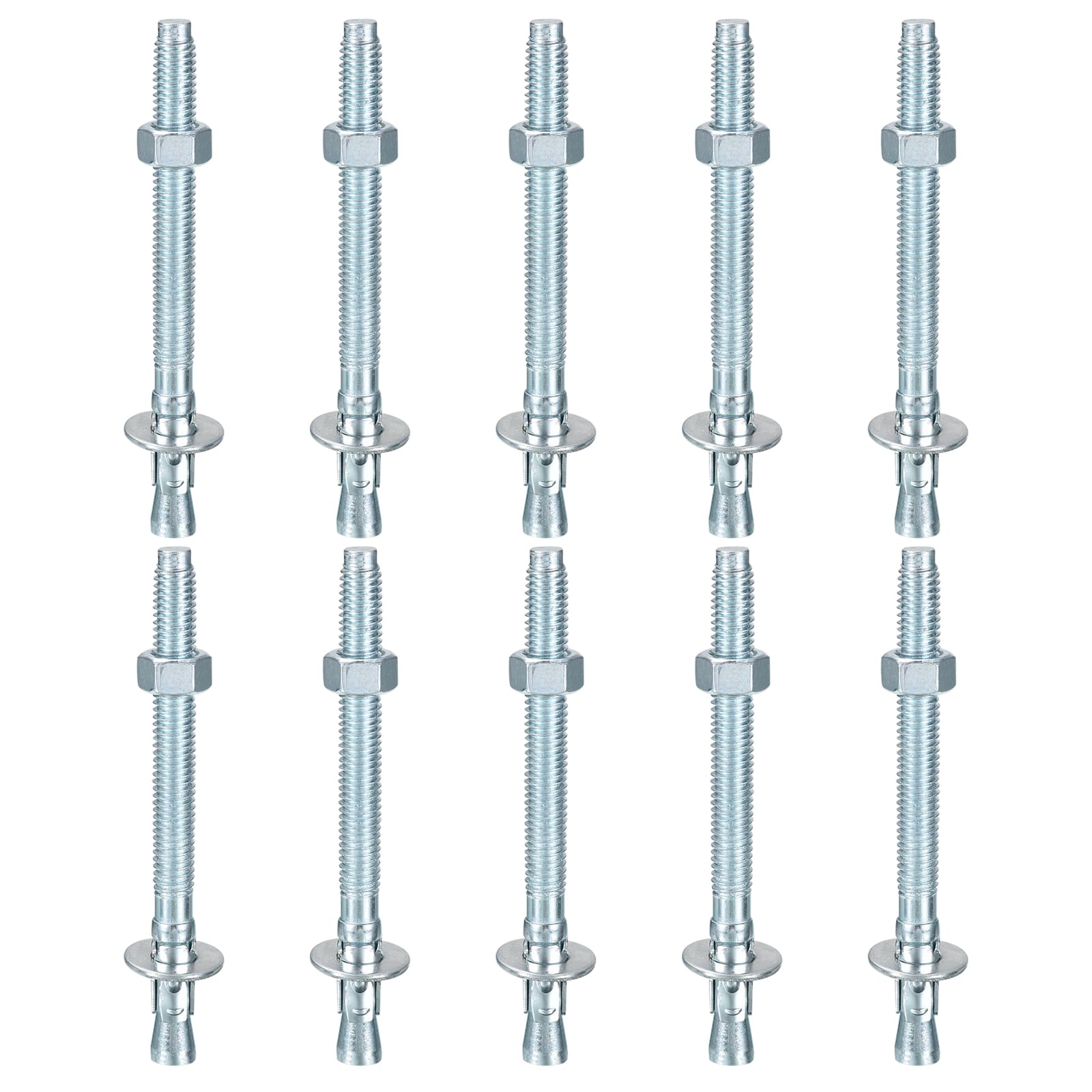 DTGN 3/8" x 4-1/2" Wedge Anchors - 10Pack - Good for Cement and Concrete Wall - Carbon Steel Zinc Plated Screw Bolt Nut Expansion Tube Fasteners