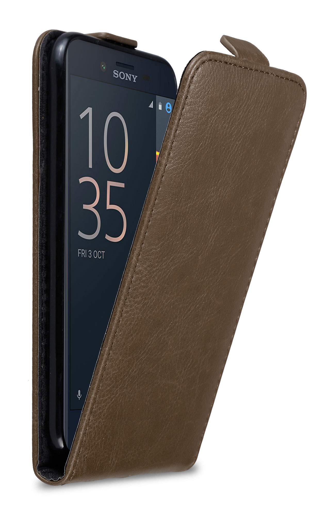 cadorabo Case works with Sony Xperia X COMPACT in COFFEE BROWN - Flip Style Case with Magnetic Closure - Wallet Etui Cover Pouch PU Leather Flip