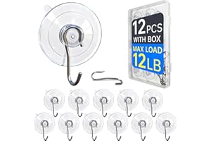 Suction Cup Hooks (V2.0), No-Trace Reusable & Removable Clear Stainless Steel Mini Suction Hooks with 5.5KG Max Load, Great f